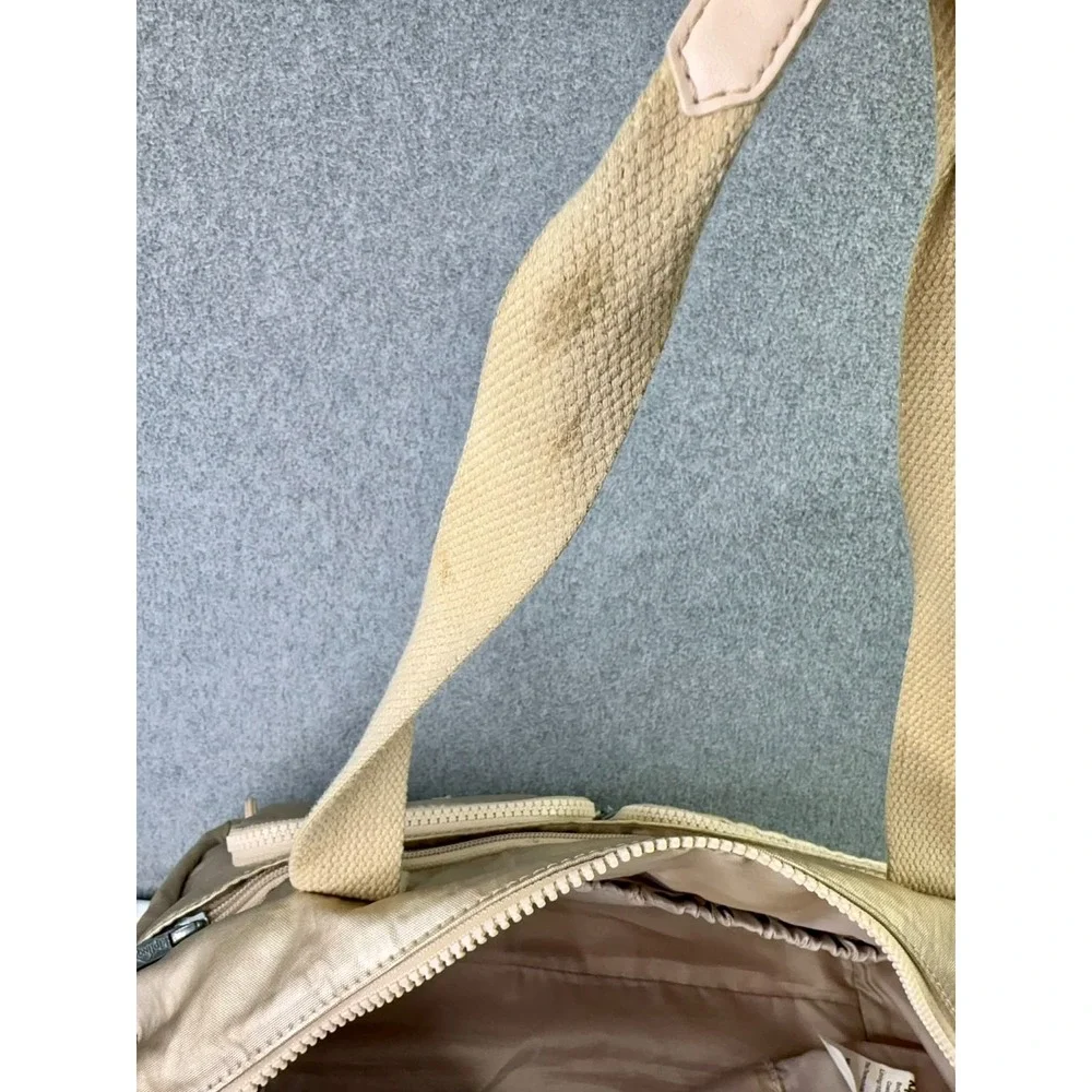 Kipling Metallic Gold Defea Handbag Nylon Tote Shoulder Bag‎ Multiple Pockets